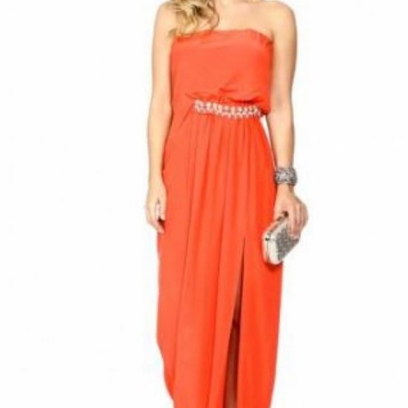 MALENE BIRGER Strapless Silk Gown, Crystal Belt - Picture 2 of 16